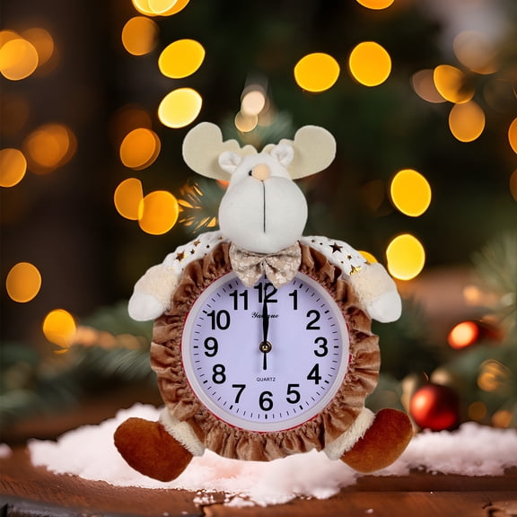 HOARBOEG Christmas Alarm Clock with Gentle Wake-Up Ringtone - 16.14x13.38in White PVC Doll Digital Alarm Clock for Bedside, Desk & Holiday Decor