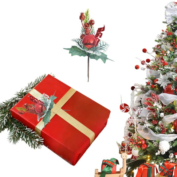 HOARBOEG Christmas Artificial Berry Picks, Realistic Plastic Berry Stems for Holiday Floral Arrangements, Table Centerpieces, Wreaths, and Christmas Tree Decorations (9.44 Inch)