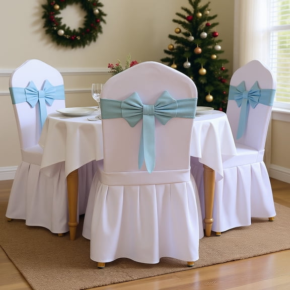 HOARBOEG Christmas Chair Bow Decorations, Stretchable Fabric Bow Tie Covers, Elegant Polyester Bow Accents, 15.75in Decorative Chair Bows