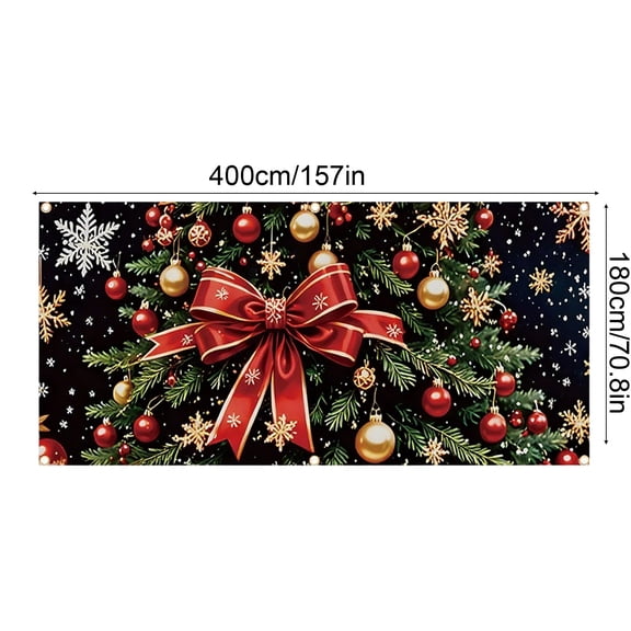 HOARBOEG Christmas Garage Photography Backdrop Cloth, Polyester Festive Background for Holiday Decor, Halloween & Christmas Party Scene Props, Wrinkle-Resistant Hanging Decoration, 13.12*5.9ft