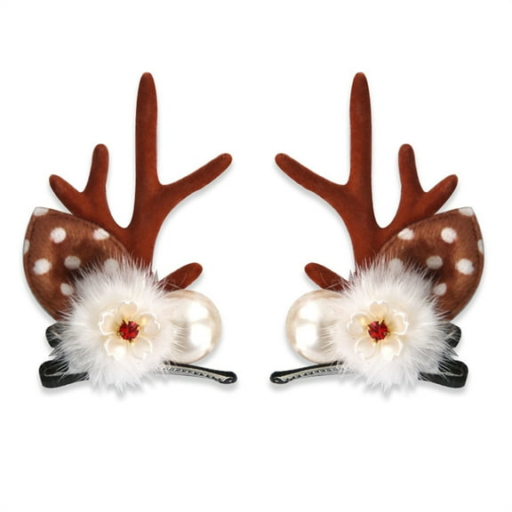 HOARBOEG Christmas Hair Clips with Reindeer Antlers, Cute Xmas Hair Accessories for Teens, Festive Holiday Hair Clips for Parties, School Performances, and Christmas Photos, Ideal as Christmas Gifts
