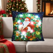 HOARBOEG Christmas LED Light Up Pillow, Holiday Decor Throw Pillow for Sofa, Bed, Couch, Colorful Printed Lighted Cushion with Battery-Powered Lights for Christmas Gifts, Home Decor