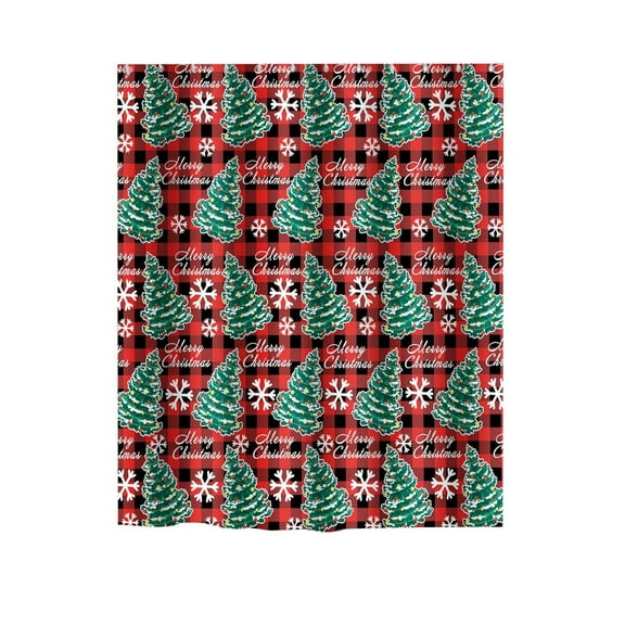 HOARBOEG Christmas Snowflake Shower Curtain - Red & White Holiday Bathroom Decor, Waterproof Polyester Bathroom Curtains with Hooks, Winter Theme for Festive Bathroom