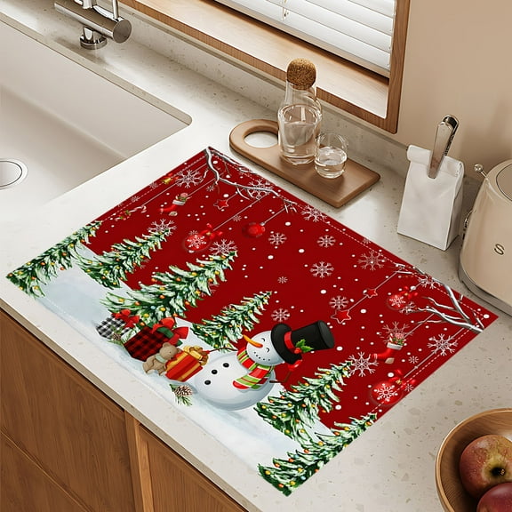 HOARBOEG Christmas Tree Placemats, 12x18in Holiday Table Mats for Dining Room Kitchen Table Decor, Festive Christmas Party Placemats, Heat Resistant Table Mat for Indoor Outdoor