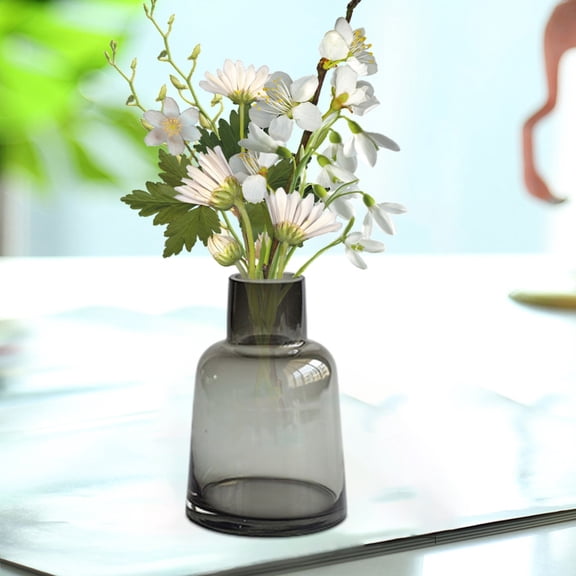 HOARBOEG Clear Glass Vase for Hydroponic Plants & Flower Arrangement, Office & Home Decor, Stable Base, 5.47 Inch Tall Modern Simplicity Glass Flower Vases