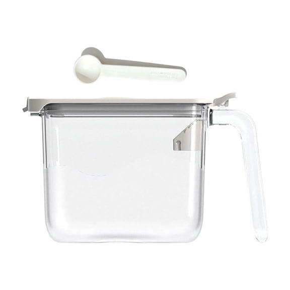 HOARBOEG Clear Plastic Seasoning Box with Flip-Top Press Lid & Handle  Airtight Condiment Storage Container, Countertop Kitchen Organizer with Serving Spoon (White, 1-Pack)