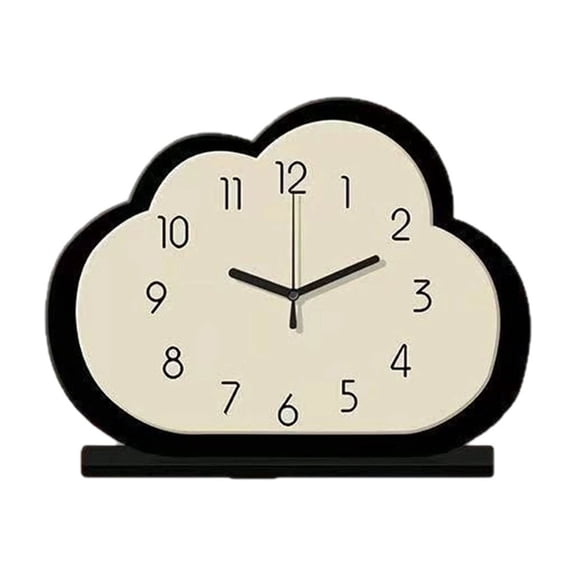 HOARBOEG Cloud Shaped Wooden Desk Clock - Silent Non-Ticking Analog Alarm Clock with Stand for Bedroom, Office, Home Decor, Teens Room, Minimalist Table Clock, Gift
