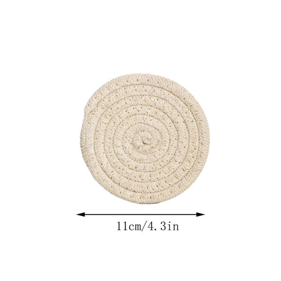HOARBOEG Cotton Coasters Set of 4, Round Heat Resistant Mats for Kitchen, Woven Drink Coasters with Cotton Yarn Insulated Cup Mats for Coffee Table, Absorbent Drink Coaster for Home Office