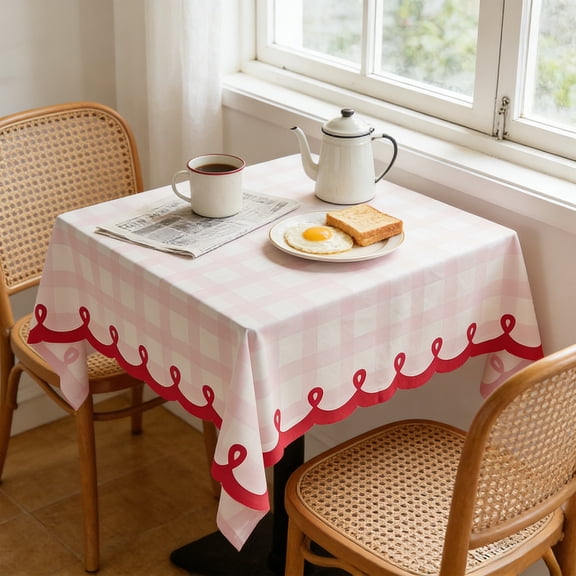HOARBOEG Cotton Linen Tablecloth, Washable Wrinkle Resistant Table Cover for Dining Room, Kitchen, Picnic, Outdoor Patio, Bistro, Farmhouse Decor with Tassels, 47.2x31.5in