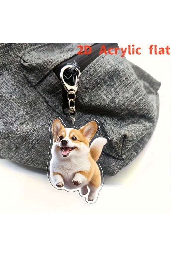 HOARBOEG Cute Chihuahua Keychain for Women, 2D Acrylic Dog Keychain with Realistic Pet Hair Design - Lightweight Car Key Chain Purse Accessory for Dog Lovers and Pet Mom Gifts, Chihuahua Style