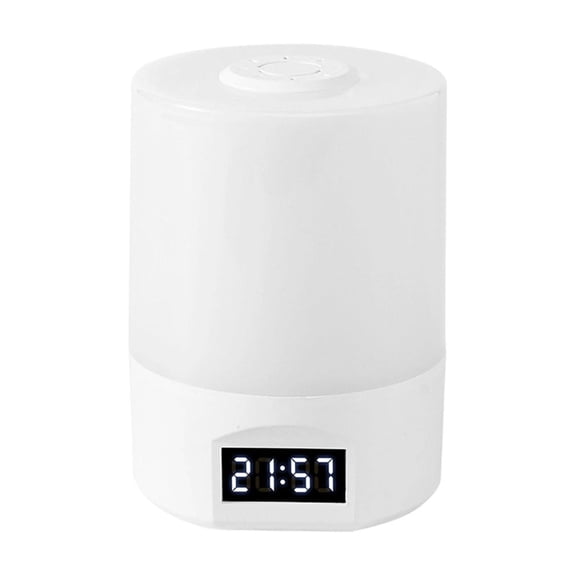 HOARBOEG Digital Clock Night Light with Touch Control, Rechargeable Bedside Lamp with Adjustable Brightness, Dimmable Sleep Aid Lamp for Bedrooms, USB-Charging Table Lamp with Timer Function