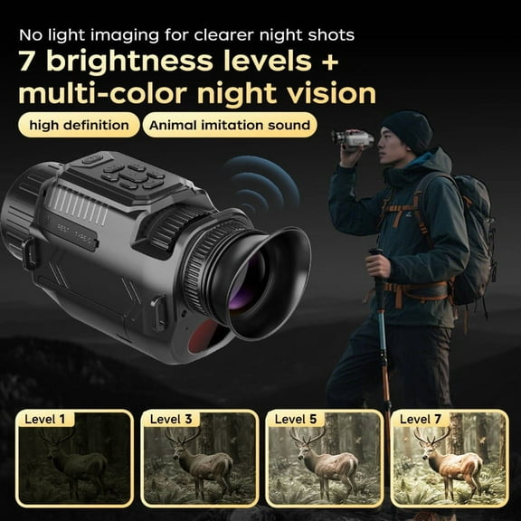 HOARBOEG Digital Night Vision Monocular with 4K Video & 64MP Photos, 28X Zoom Infrared Night Vision Goggles, Rechargeable Waterproof Night Vision Scope for Wildlife Observation Camping