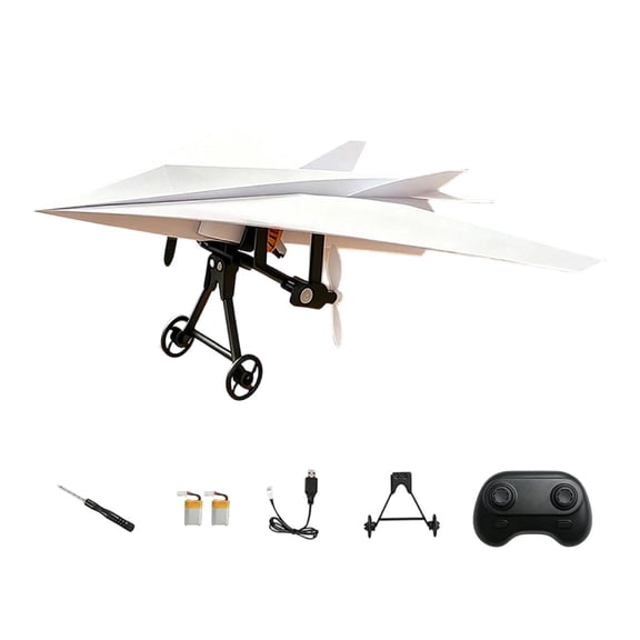 HOARBOEG Dual Battery Paper Airplane Power Kit with Gyroscope Stabilizer, Remote Control Propeller Motor, Foldable Flight Stick, STEM Toy for Tenns Outdoor Indoor Fun