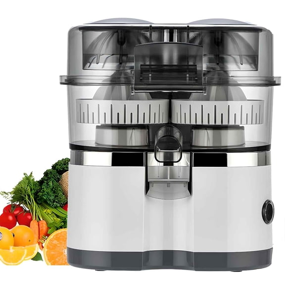 HOARBOEG Dual Head Electric Citrus Juicer Machine - 400ml Automatic Orange Lemon Juice Extractor with Pulp Separation | 110V US Plug Quiet High-Speed Juicer for Home Kitchen & Coffee Shop