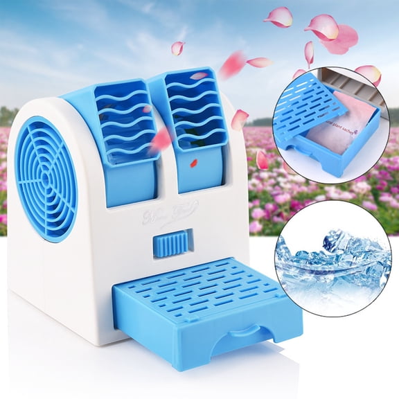 HOARBOEG Dual Outlet Desk Fans, Mini USB Table Fan Adjustable Bladeless Cooling Fan with Aromatherapy Portable Small Desktop Fan for Office/Dormitory USB/Battery Powered