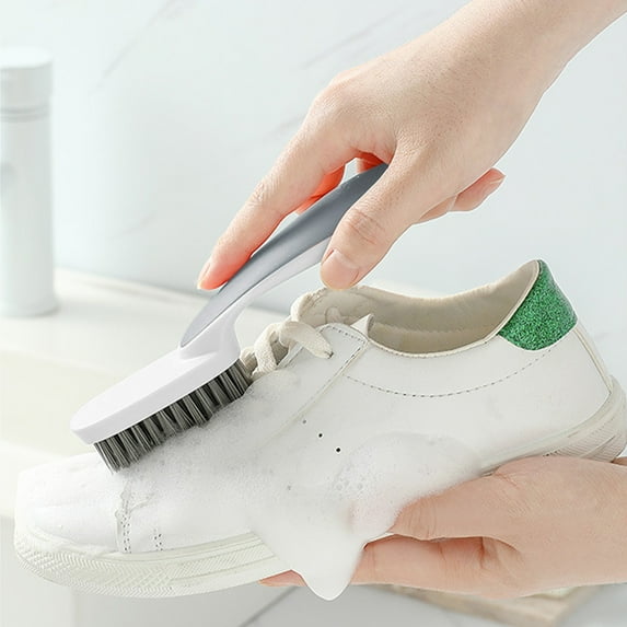 HOARBOEG Dual-Sided Shoe Cleaning Brush with Soft and Hard Bristles, Non-Scrub Plastic Brush for Shoes, Clothing, and Home Cleaning, Multi-Purpose Cleaning Tool for Kitchen and Bathroom