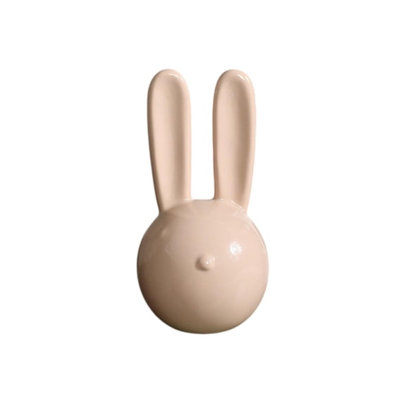 HOARBOEG Easter Bunny Figurine 6.5in, White Resin Rabbit Ornament for Tabletop, Living Room, TV Cabinet Decor - Cute Ceramic Style Bunny Statue for Home Shelf, Holiday Centerpiece, Easter Gift