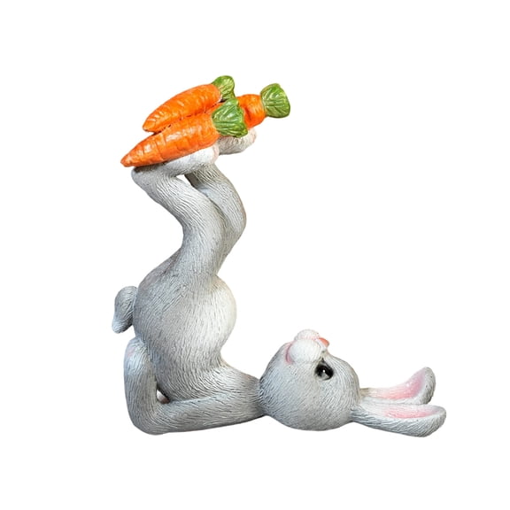 HOARBOEG Easter Bunny Figurine, Juggling Rabbit Resin Statue, Festive Home Decor Ornament, Cute Easter Decoration for Table, Mantel, Gift