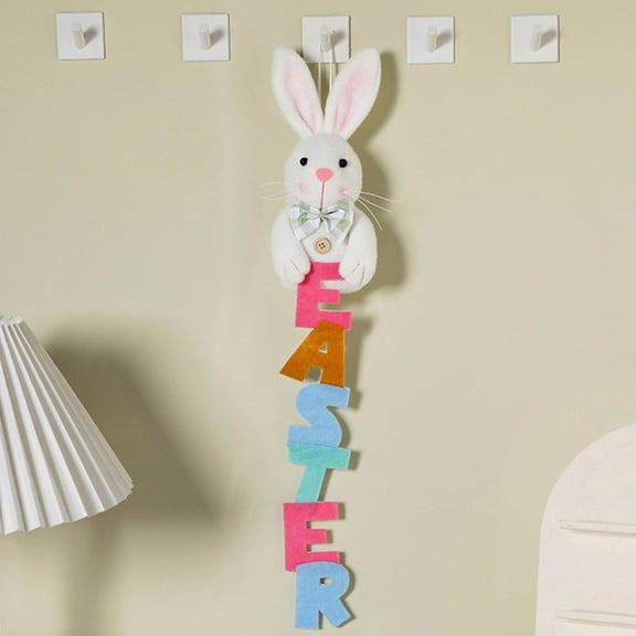 HOARBOEG Easter Bunny Hanging Ornament, Faceless Rustic Sisal Rabbit Decoration for Spring and Easter - Farmhouse Tabletop Decor for Fireplace, Dining Table, Seasonal Holiday Hanging Ornament