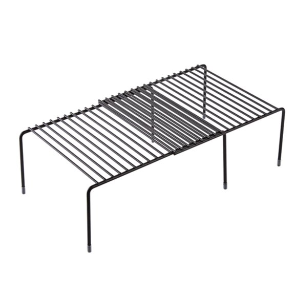 HOARBOEG Expandable Metal Cabinet Storage Shelf, Adjustable Kitchen Counter Organizer Rack, Multi-Purpose Iron Storage Rack for Kitchen Cabinet Car Trunk Wardrobe, Black