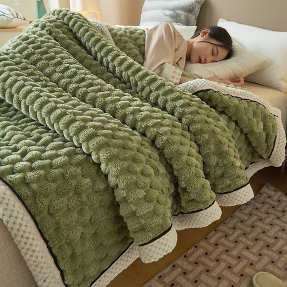 HOARBOEG Extra Thick Double Layer Flannel Fleece Blanket - Super Soft & Warm Throw Blanket for Bed, Couch, or Office Nap, Lightweight Yet Cozy All Season Microfiber Blanket, 78.74x59.05 In