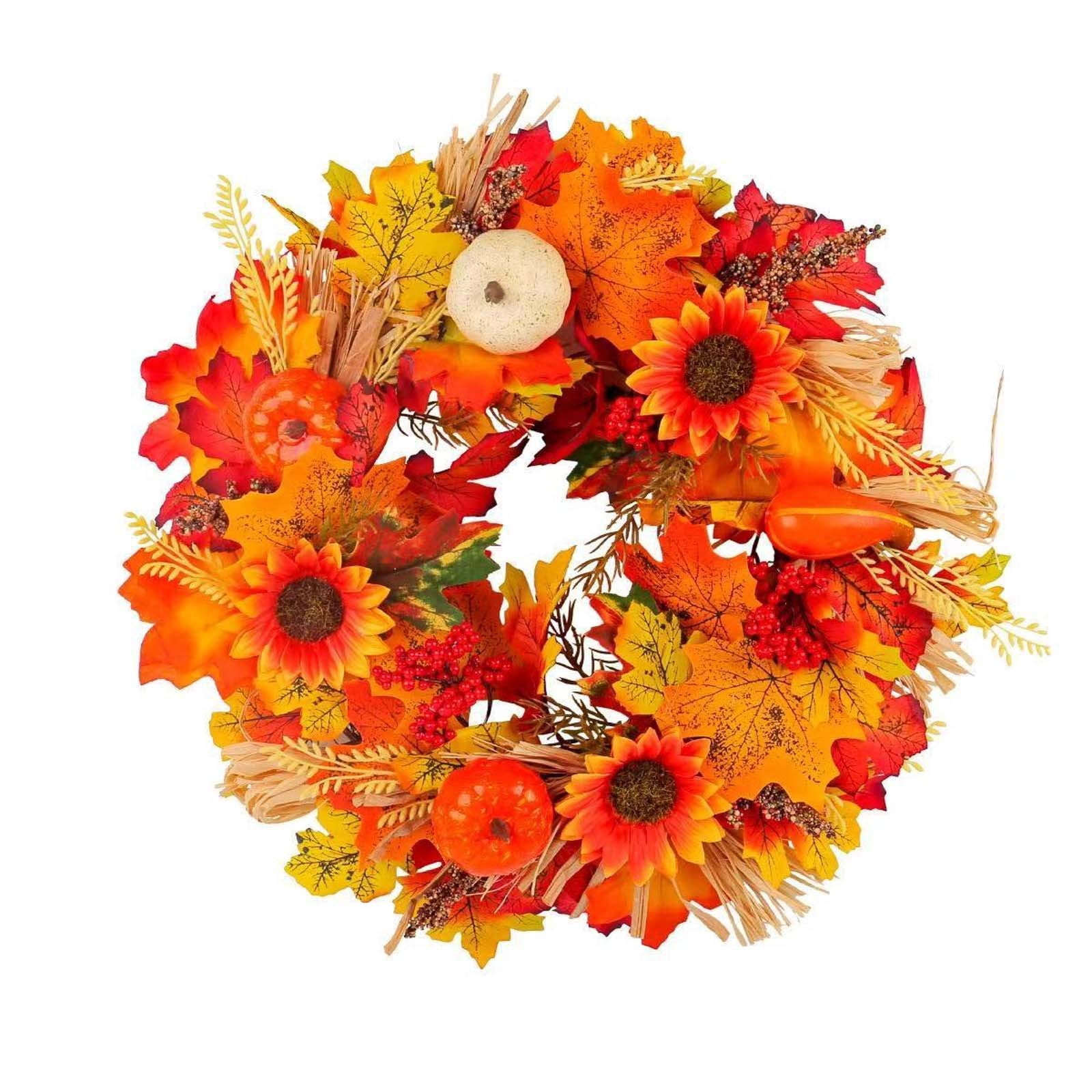HOARBOEG Fall Wreath for Front Door, Artificial Autumn Wreaths ...