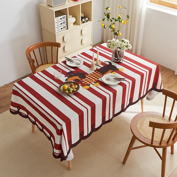 HOARBOEG Farmhouse Tablecloth Rectangular 55x39 Inches, Washable Cotton Table Cover for Dining Table, Picnic, Restaurant, Bistro - Wrinkle Resistant & Spill Resistant for Indoor Outdoor