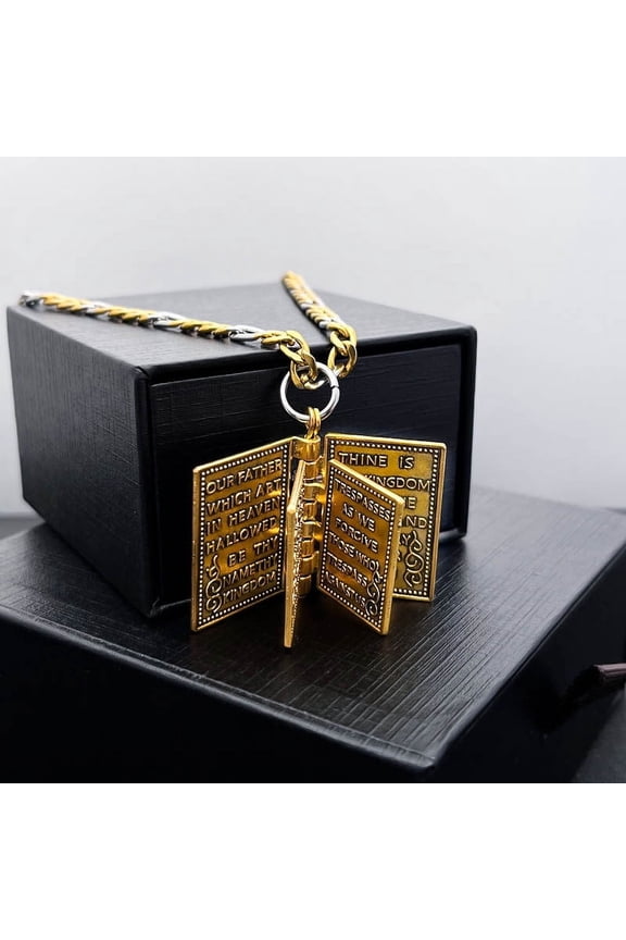 HOARBOEG Flipped Books Necklace Goldenen Pendant Necklace Personalized Trend Necklace Decorative Necklace Unisex Pendant Necklace Valentine's Day Gift