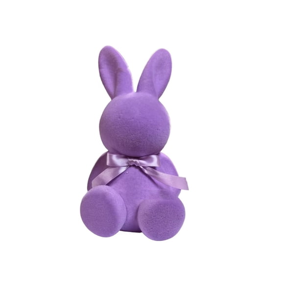 HOARBOEG Flocked Bunny Figurine - Soft Easter Decorations for Home, Flocking Rabbit Statue for Tabletop, Cute Plush Animal Ornament for Spring Party, Centerpiece and Holiday Gift