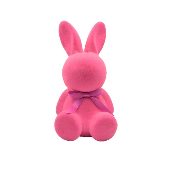 HOARBOEG Flocked Bunny Figurine - Soft Easter Decorations for Home, Flocking Rabbit Statue for Tabletop, Cute Plush Animal Ornament for Spring Party, Centerpiece and Holiday Gift