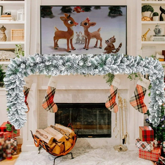 HOARBOEG Flocking Rattan Christmas Rattan Cane, 106in Realistic PVC Indoor Outdoor Hanging Rattan Xmas Tree Decoration for Door Wall Home Festival Party