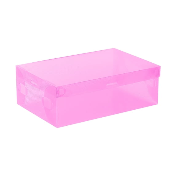 HOARBOEG Foldable Plastic Shoe Storage Box - Clear Stackable Shoe Organizer Bin with Transparent Lid, Space Saving Collapsible Shoe Box for Closet Organization, 11*7.28*3.74in