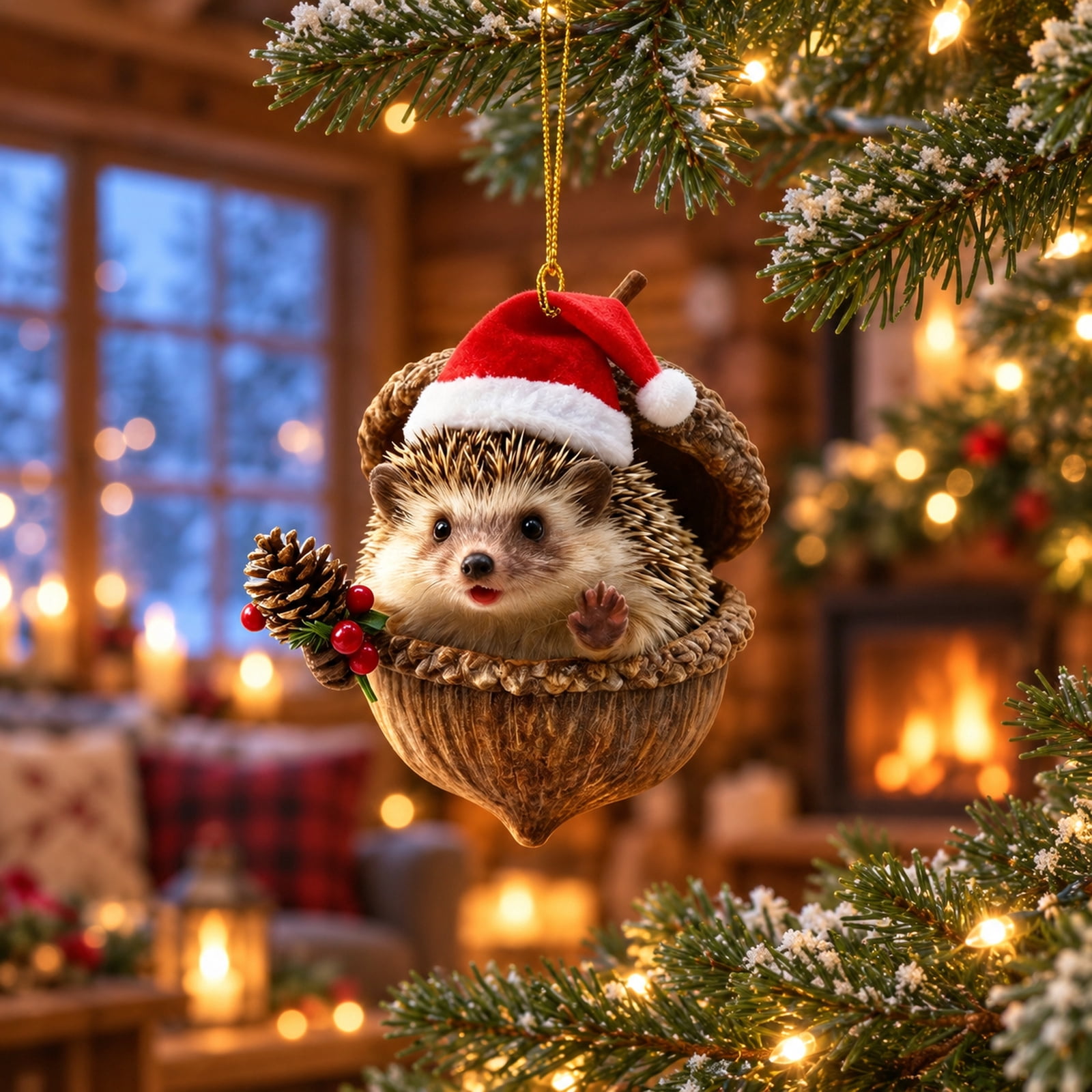 HOARBOEG Forest Animal Ornament, 2D Acrylic Christmas Pendant, Acorn ...