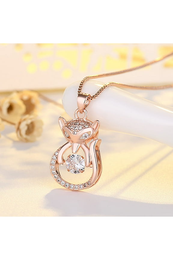 HOARBOEG Fox Pendant Necklaces Animal Fox Necklace Two Tone Fox Necklaces Mothers Day Birthday Christmas Jewelry Gifts for Women Mom Wife