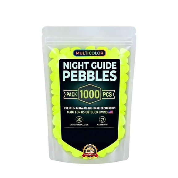 HOARBOEG Glow in the Dark Garden Stones, 1000pcs Yellow Luminous Pebbles Outdoor Solar Powered Glowing Rocks for Walkway Path Landscape Decor, Night Guide Stepping Stones Waterproof