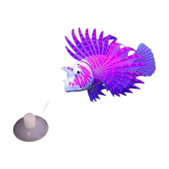 HOARBOEG Glow in the Dark Lionfish Aquarium Decoration - Colorful Artificial Fish with Suction Cup Mount for Fish Tank Decor, Luminous Underwater Ornament for Aquatic Enthusiasts