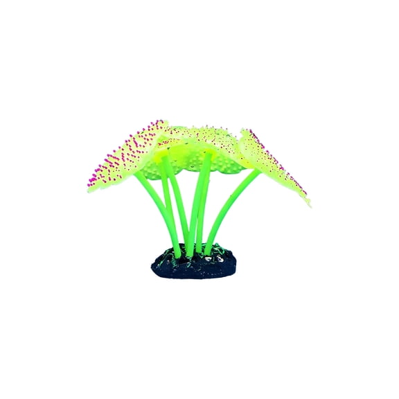 HOARBOEG Glow in the Dark Silicone Anemone Fish Tank Ornament, Transparent Luminous Aquarium Decoration, Realistic Soft Anemone for Aquascaping, 3.94in Artificial Sea Coral