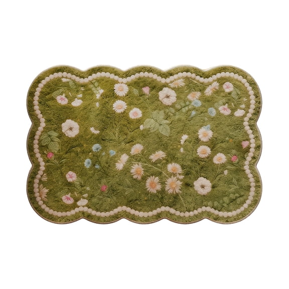 HOARBOEG Green Floral Moss Bath mat,Cute Moss Rug Bathroom, Tufted Bath Rugs, Non Slip, Absorbent, Washable Tufted Bath Rugs,Grass Bath mat for Bathroom, Home Decor, 15*23in