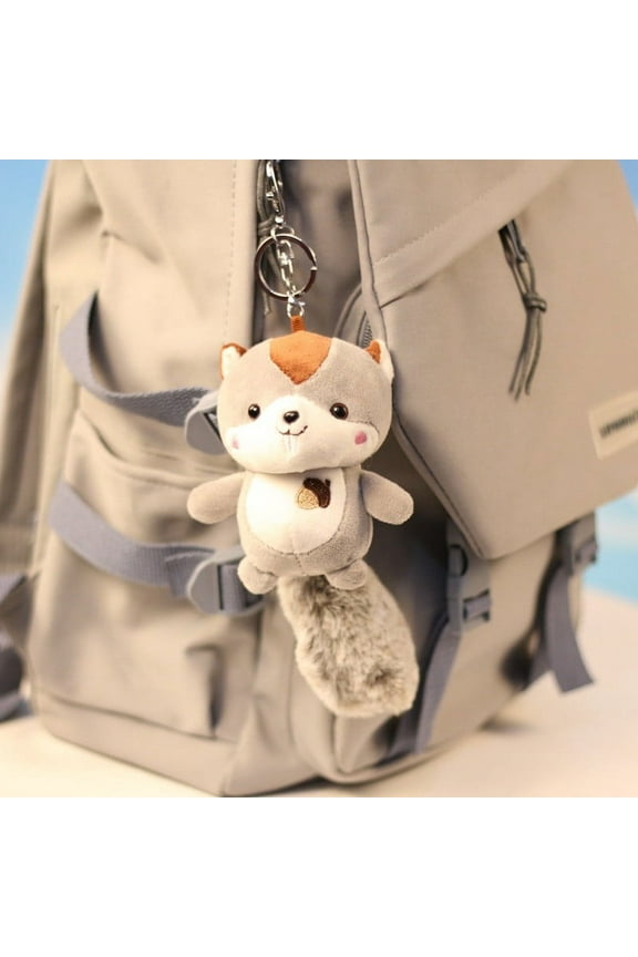 HOARBOEG Grey Squirrel Plush Doll Plush Animal Pendant Cute Keychain Plush Decoration Stuffed Keychain Pendant Birthday Party Gift Valentine's Day Car key Backpack Fecoration Keyring