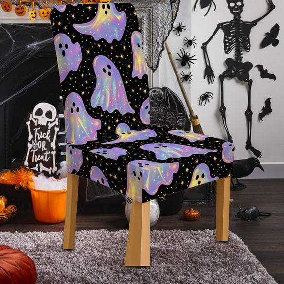 HOARBOEG Halloween Chair Covers for Dining Chairs - Stretchable Spooky Stool Cover, Elastic Polyester Horror Decor, Washable, Non-Slip Holiday Party Seat Protector