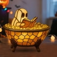 thumbnail image 1 of HOARBOEG Halloween Decorations Ghost Bath Lamp - Vintage Hexagonal Glass Table Centerpiece with LED Light, Spooky Fireplace Shelf Desk Ornament for Home Party Decor, 1 of 5