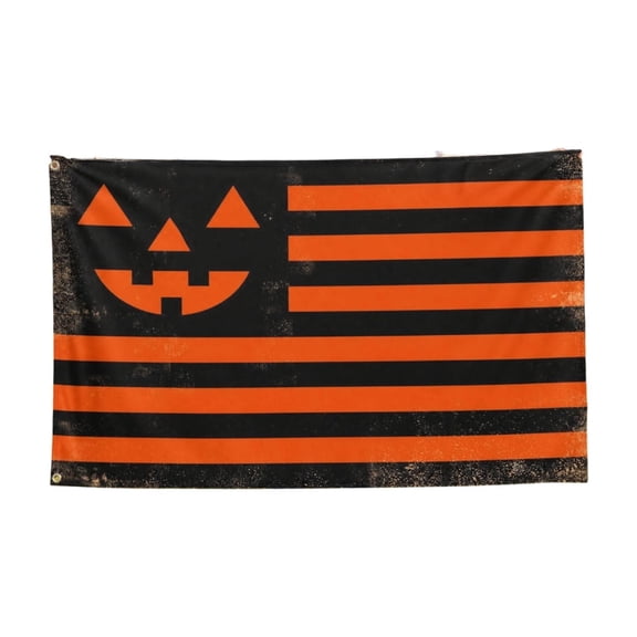 HOARBOEG Halloween Decorative Flag 3x5 Ft, Pumpkin Bats Graveyard Print Polyester Yard Flag with Brass Grommets, Outdoor Porch Garden Garage Wall Halloween Banner