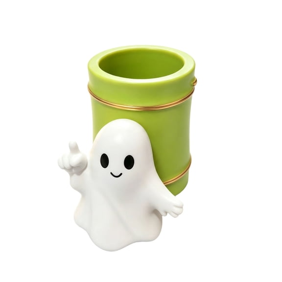 HOARBOEG Halloween Ghost Pen Holder Spooky Desk Organizer & Pencil Holder, Resin-Like Stationery Organizer for Home Office, Vanity, Tabletop Halloween Decor, Gift