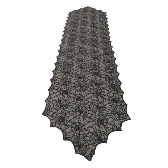 HOARBOEG Halloween Lace Table Runner 14x48in Spider Web Knit Tablecloth – Spooky Decor for Party, , Thanksgiving Dinner & Fall Festival Table Settings
