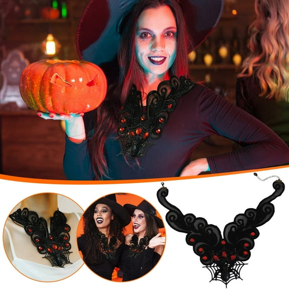 HOARBOEG Halloween Necklace Decorative Necklace Collarbone Choker Fashion Ladies Lace Necklace Pendant Necklace for Women Necklace Jewelry Gift Halloween Costume, Black