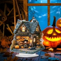 HOARBOEG Halloween Pumpkin Ghost House Decor, 2D Acrylic Spooky Wall Hanging for Bedroom, Desktop, Party - Durable Holiday Gift for Teens & Adult, Display Festive Ornament