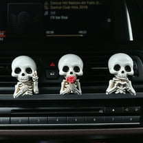 HOARBOEG Halloween Skull Car Air Freshener & Decor, Resin Ghost Bust Decorations for Dashboard, Scary Party & Home - White Gothic Skull