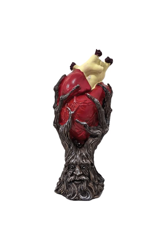 HOARBOEG Halloween Tree Man Heart Resin Figurine Spooky Tabletop Decor – Creepy Gothic Ornament for Party, Shelf Display, Desk Accent & Horror Theme Collection