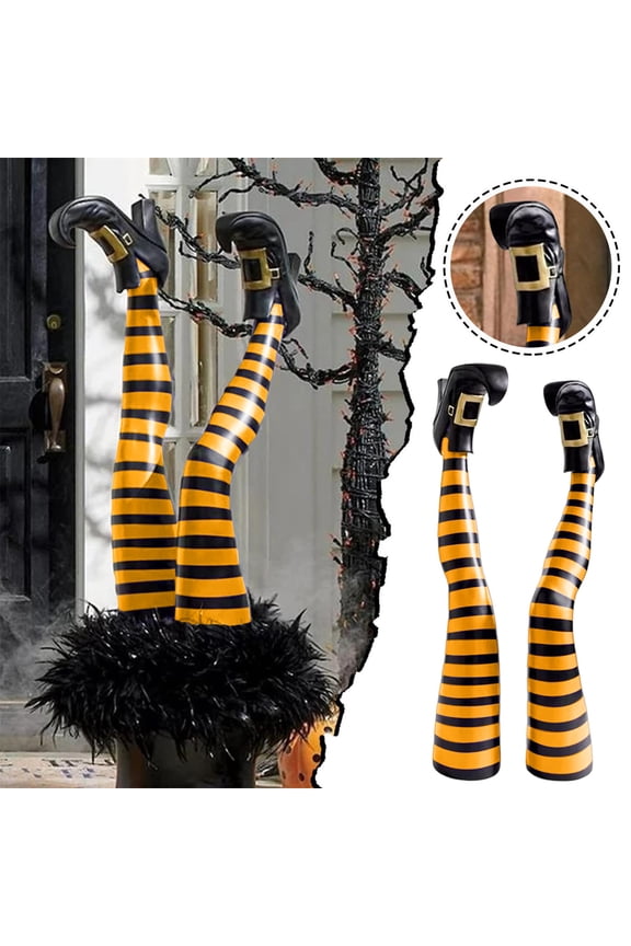 HOARBOEG Halloween Witch Leg Decorations - Realistic Prosthetic Leg Props with Telescopic Pole for Spooky Yard, Party & Home Decor, Indoor/Outdoor Halloween Decoration