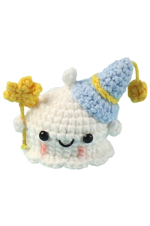 HOARBOEG Handmade Knitted Ghost Keychain - Cute Halloween Crochet Gift for Keys, Car Mirror, or Backpack - Soft Plush Ghost Pendant with Colorful Hat, Spooky Holiday Decorations & Stocking Stuffer